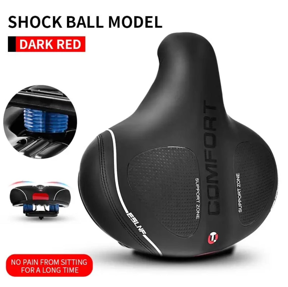 Shock-Ball Comfortable Thick Padded Saddle For Bike & Bike+