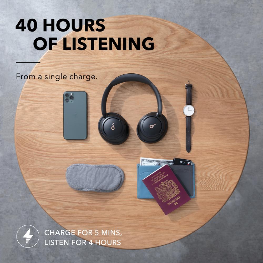 Écouteurs sans fil hybrides à réduction de bruit active Anker Sound-core Life Q30, 40 heures