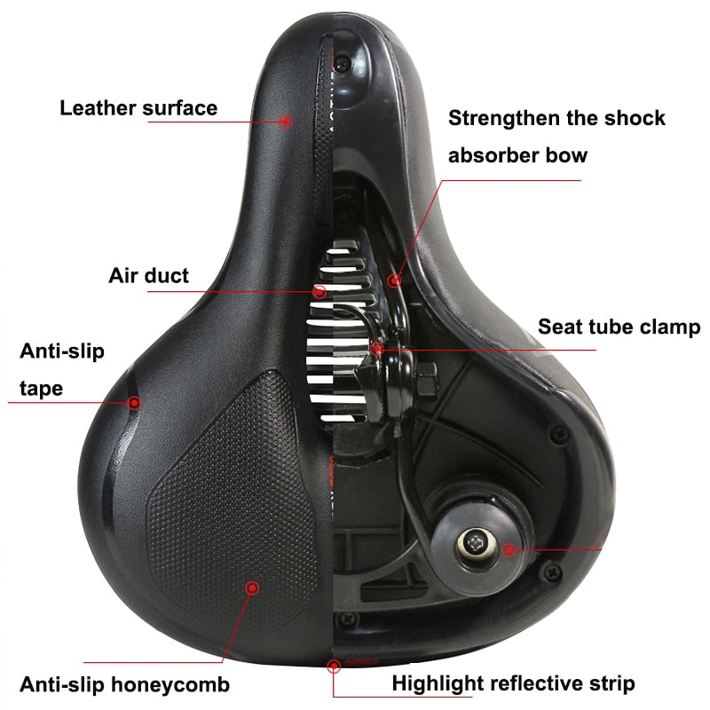 Selle rembourrée épaisse et confortable pour vélo et vélo+.