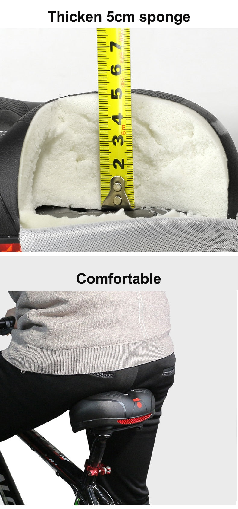 Selle rembourrée épaisse et confortable pour vélo et vélo+.